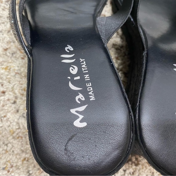 Mariella wedge sandals womens 9.5 rhinestones made in Italy shoes strappy NEW - Picture 6 of 9